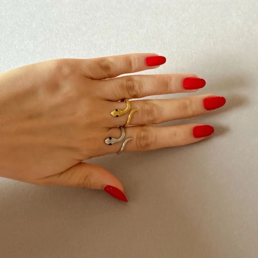 Gold and Silver Snake Ring Set A830